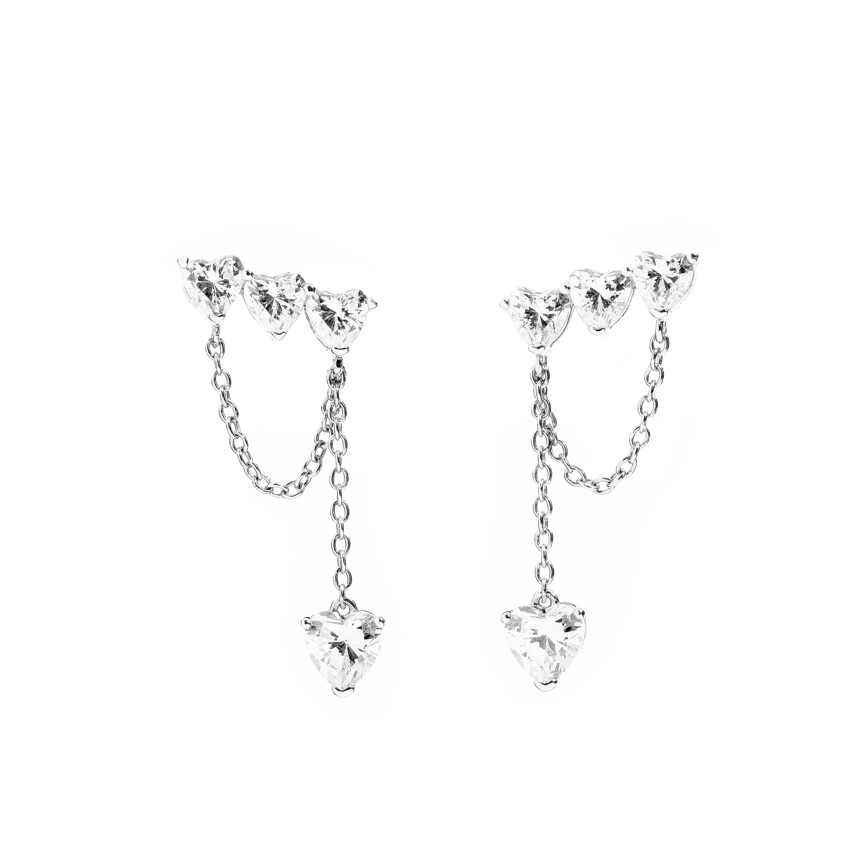 CHIARA FERRAGNI ORECCHINI ARGENTO CON CUORI PENDENTI