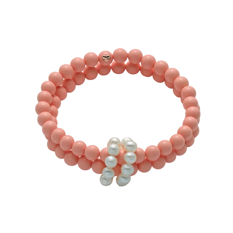 BRACCIALE MILUNA TERRA E MARE PERLE BIANCHE E CORALLO ROSA