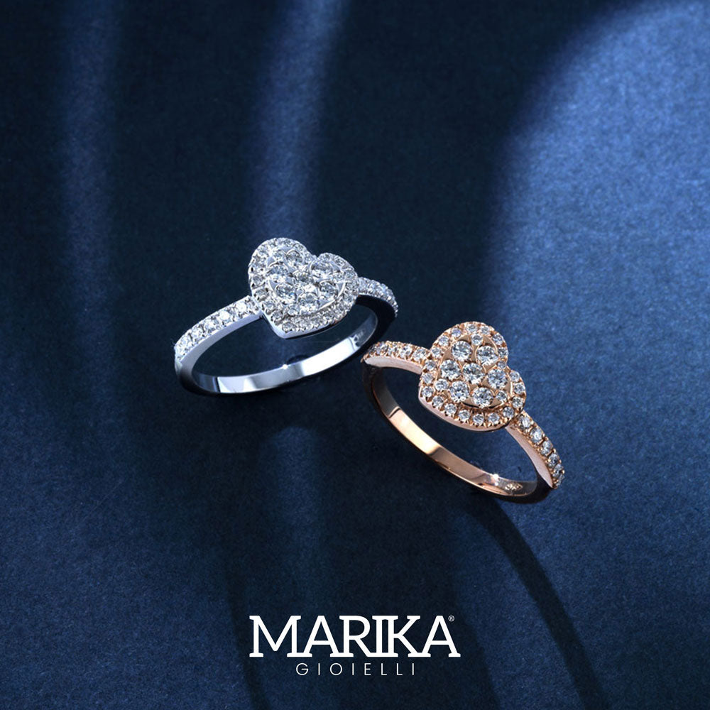 ANELLO CUORE IN ORO ROSA 18 CARATI CON DIAMANTI