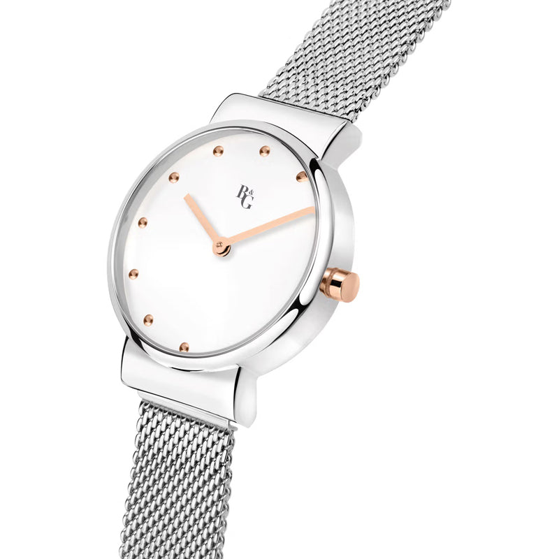 OROLOGIO B&G METROPOL MESH WHITE DIAL |30MM|