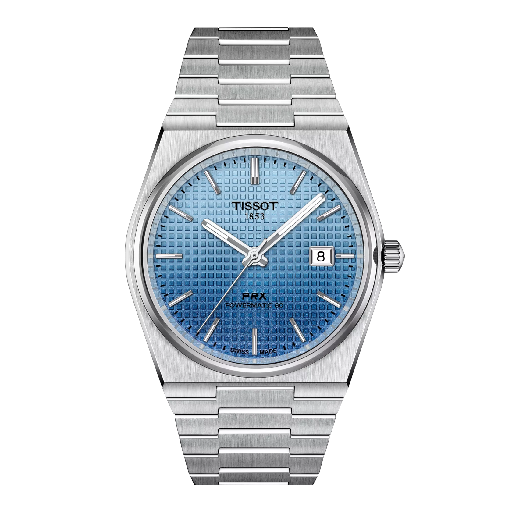 OROLOGIO TISSOT PRX POWERMATIC 80 BLU GHIACCIO SFUMATO|40MM|