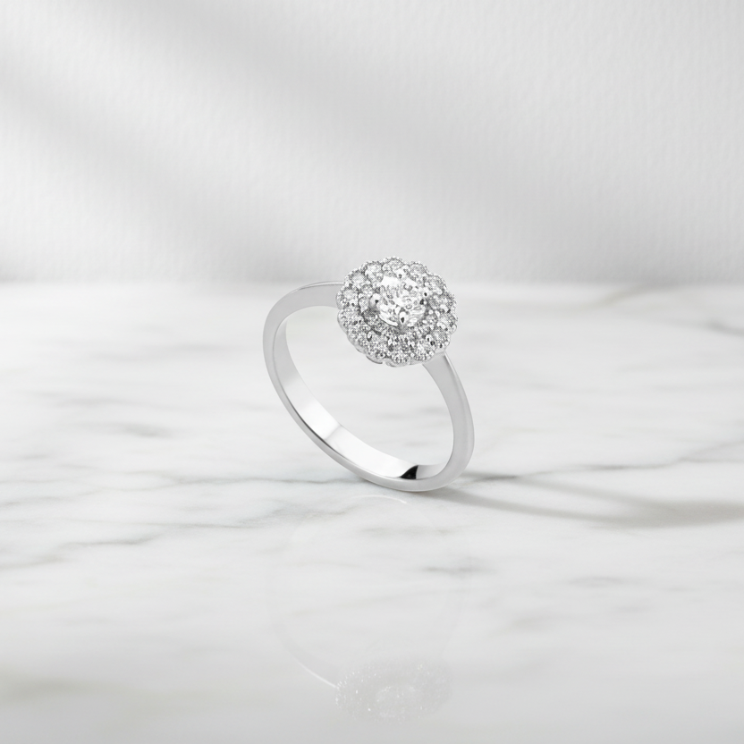 ANELLO IN ORO BIANCO 18 CARATI CON DIAMANTI TAGLIO BRILLANTE